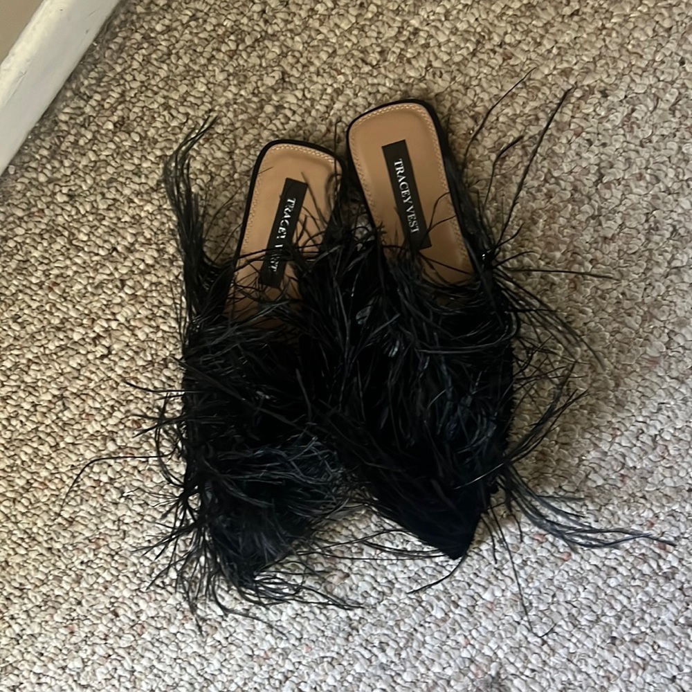 Tracey Vest Ostrich Feather Flats